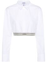 LOEWE chemise crop à bande logo - Blanc