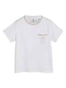 Brunello Cucinelli Kids t-shirt en coton à poche poitrine - Blanc