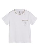 Brunello Cucinelli Kids t-shirt en coton à poche poitrine - Blanc