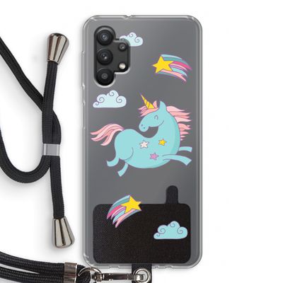 Vliegende eenhoorn: Samsung Galaxy A32 5G Transparant Hoesje met koord