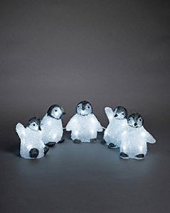 Verlichte paasdecoratie voor binnen en buiten - 5 pinguïns - 40 LEDs - 12.5 cm hoog - Neutraal wit - Dimbaar - Paasverlichting