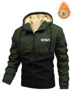 Bon&Bon Men's Color Block Letter Print Hooded Fleece Jacket - Black Black / XL