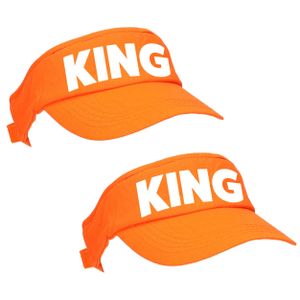 4x stuks oranje King zonneklep met Nederlandse vlag voor Koningsdag/ EK/ WK