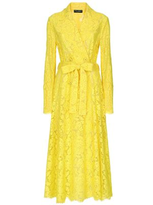 Dolce & Gabbana trench en dentelle - Jaune