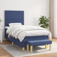 Boxspring met matras stof blauw 90x190 cm