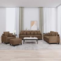 4-delige Loungeset met kussens stof bruin 4-delige Loungeset met kussens stof bruin