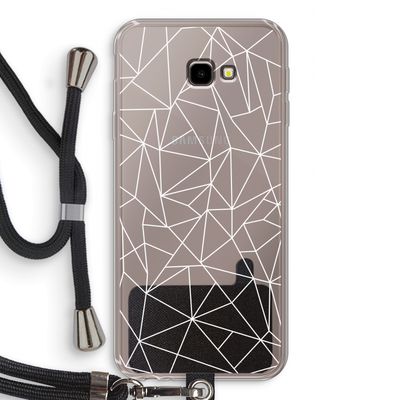 Geometrische lijnen wit: Samsung Galaxy J4 Plus Transparant Hoesje met koord