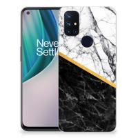 OnePlus Nord N10 5G | TPU | Siliconen hoesje | Marmer Wit Zwart - Origineel Cadeau Man