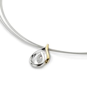 GALA DESIGN J0096 Ketting Barbados staal-zilver-zirconia goud-en zilverkleurig-wit 43 cm