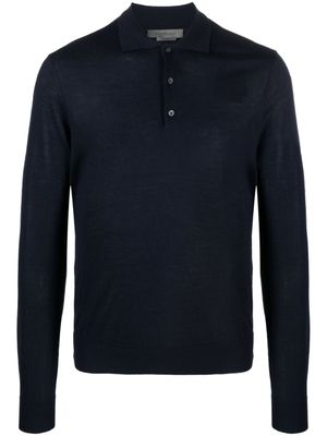 Corneliani polo en maille fine à manches longues - Bleu