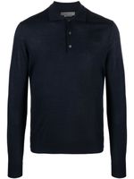 Corneliani polo en maille fine à manches longues - Bleu