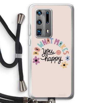 Happy days: Huawei P40 Pro Plus Transparant Hoesje met koord