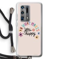 Happy days: Huawei P40 Pro Plus Transparant Hoesje met koord