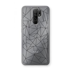 Geometrische lijnen zwart: Xiaomi Redmi 9 Transparant Hoesje