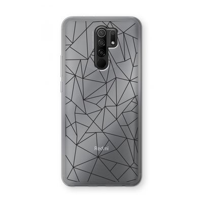 Geometrische lijnen zwart: Xiaomi Redmi 9 Transparant Hoesje