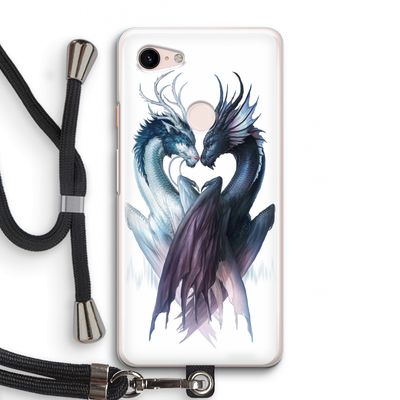 Yin Yang Dragons: Pixel 3 Transparant Hoesje met koord