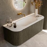 Badmeubel Mondiaz Kurve | 120 cm cm | Meubelkleur Shadow | Wastafelkleur Talc | Solid surface | Wasbak midden spoelbak | Zonder kraangat(en)