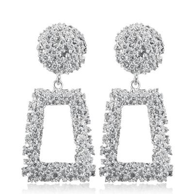 Overdreven Scrub geometrische oorbellen trapeziumvormige lange metalen Earrings(Silver)