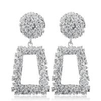 Overdreven Scrub geometrische oorbellen trapeziumvormige lange metalen Earrings(Silver)