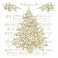 Ambiente kerst thema servetten - 40x - 33 x 33 cm - wit/goud - Feestservetten - thumbnail