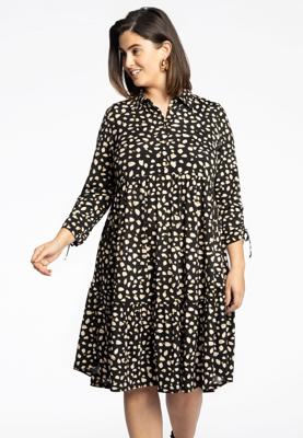 Yoek Jurk ruches STONES | Zwart | Maat 54/56