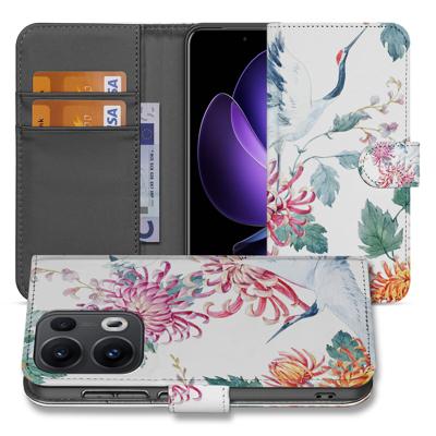 OPPO Reno 13 Pro | Telefoonhoesje | Met pasjeshouder | Bird Flowers OPPO Reno 13 Pro | Telefoonhoesje | Met pasjeshouder | Bird Flowers