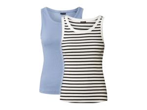 esmara 2 dames tops (S (36/38), Blauw/gestreept)