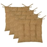 Stof Textile stoelkussen Dandy - 4x - camel - 38 x 38 x 5 cm - touwtjes sluiting - ribcord Stof Textile stoelkussen Dandy - 4x - camel - 38 x 38 x 5 cm - touwtjes sluiting - ribcord