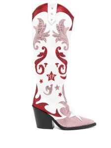 Philipp Plein bottines Cowboy 100 mm à ornements - Blanc