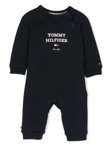 Tommy Hilfiger Junior barboteuse en coton à logo imprimé - Bleu