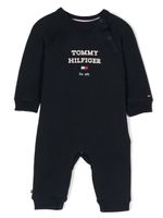 Tommy Hilfiger Junior barboteuse en coton à logo imprimé - Bleu