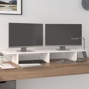 Monitorstandaard 100x27x15 cm massief grenenhout wit