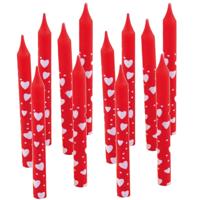 Taartkaarsjes met hartjes - rood - 10x stuks - Valentijnsdag/liefde/bruiloft