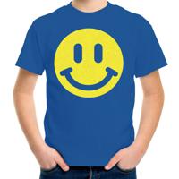 Verkleed T-shirt voor jongens - smiley - blauw - carnaval - feestkleding voor kinderen - thumbnail