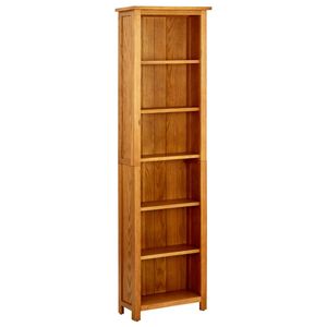 Boekenkast met 6 schappen 52x22x180 cm massief eikenhout