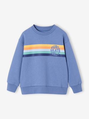 Jongenssweater met ronde kraag met grafisch motief grijsblauw