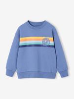 Jongenssweater met ronde kraag met grafisch motief grijsblauw