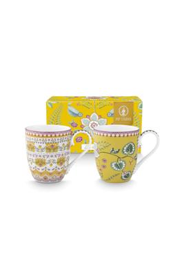 Pip Studio Set/2 Mokken Lily&Lotus Geel 450ml Pip Studio Set/2 Mokken Lily&Lotus Geel 450ml