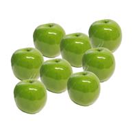 Kunstfruit decofruit - appel/appels - 8x stuks - ongeveer 9 cm - glimmend groen - thumbnail