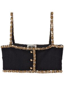 Miu Miu haut crop à sequins - Noir