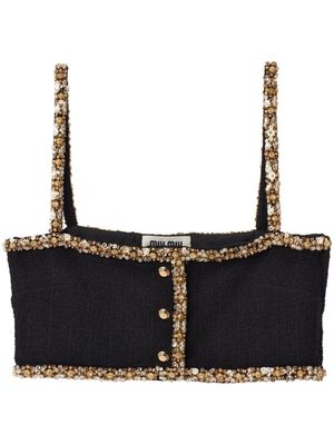 Miu Miu haut crop à sequins - Noir