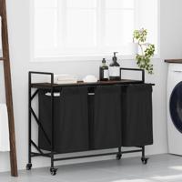 Wasmand 3 vakken met planken bruin eikenkleurig