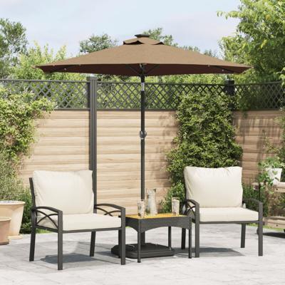 VidaXL Parasol met led&apos;s en stalen paal 225x225x212 cm taupe