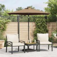 VidaXL Parasol met led&apos;s en stalen paal 225x225x212 cm taupe