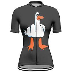 Dames Wielrenshirt Korte mouw Fietsen T-shirt Kleding Bovenlichaam met 3 achterzakken Bergracen Wegwielrennen Sneldrogend Rits Aan De Voorzijde Lampenkatoen Zwart donkergrijs Groen Tekenfilm Spandex Lightinthebox