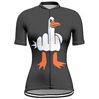 Dames Wielrenshirt Korte mouw Fietsen T-shirt Kleding Bovenlichaam met 3 achterzakken Bergracen Wegwielrennen Sneldrogend Rits Aan De Voorzijde Lampenkatoen Zwart donkergrijs Groen Tekenfilm Spandex Lightinthebox - thumbnail