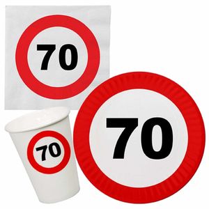 Verjaardag feestartikelen tafel dekken set 70 jaar verkeersbord