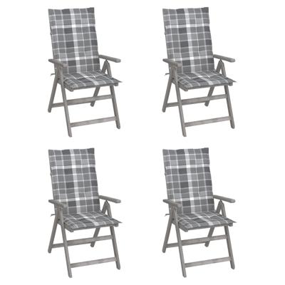 Tuinstoelen 4 st verstelbaar met kussens massief acaciahout