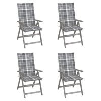 Tuinstoelen 4 st verstelbaar met kussens massief acaciahout