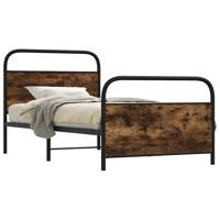 Bedframe zonder matras bewerkt hout gerookt eiken 90x200 cm Bedframe zonder matras bewerkt hout gerookt eiken 90x200 cm